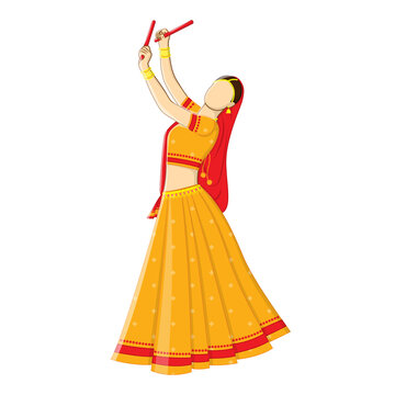Beautiful dancing lady illustration on transparent background