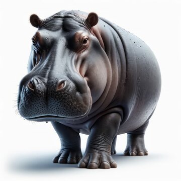 recommend clip art: Cartoon Rhino Isolated on White Background. Hippopotamus Animal Digital Generated Illustration. Hippo Wild Safari Mascot Creation. Rhinoceros Character. 