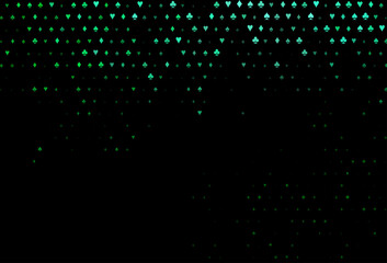 Dark green vector background with cards signs.
