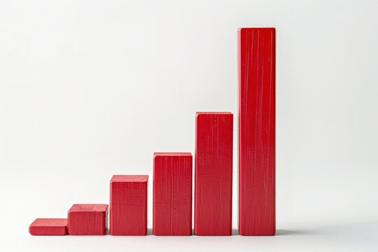 Red bar graph, business, growth and data analysis concept.