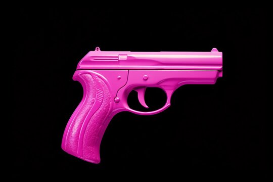 a pink gun on a black background