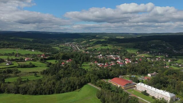 Beautiful Landscape Mountains Bieszczady Bircza Aerial View Poland