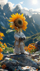A sunflower doing martial arts - 757216052