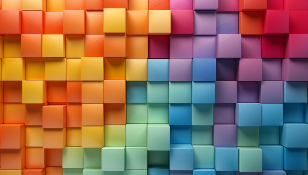Colorful wooden blocks stack texture aligned background.