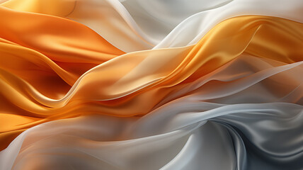 Fototapeta premium Floating and light fabric in shades of gold, white and yellow. Relaxing and delicate image background. Create an ad with elegance. Generative AI Arte com IA