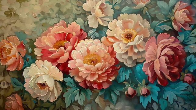 flower oil painting the colorful interior creates a comfortable atmosphere