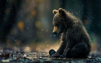 Solitary Reflection Melancholic Bear