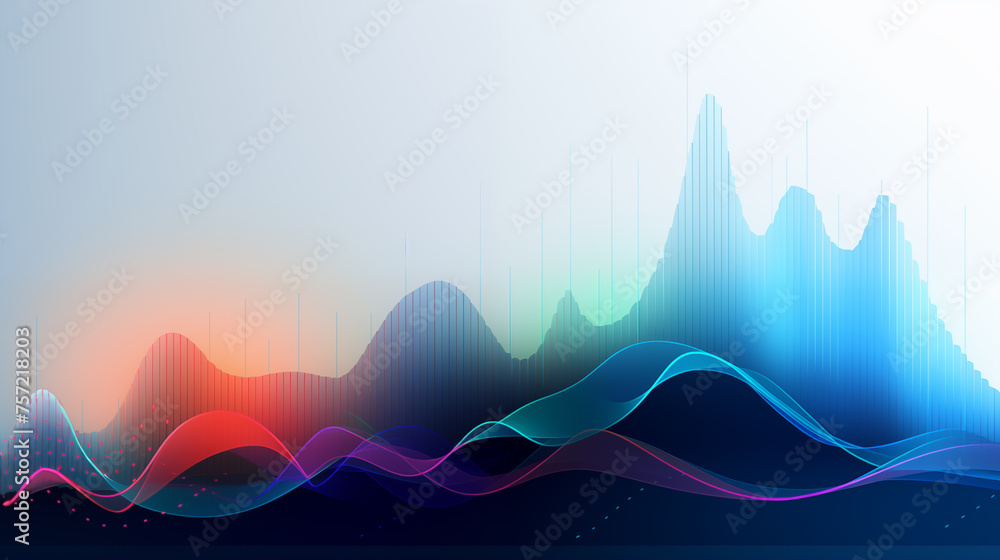 Poster layered waves gradient from red to blue ai generated background image