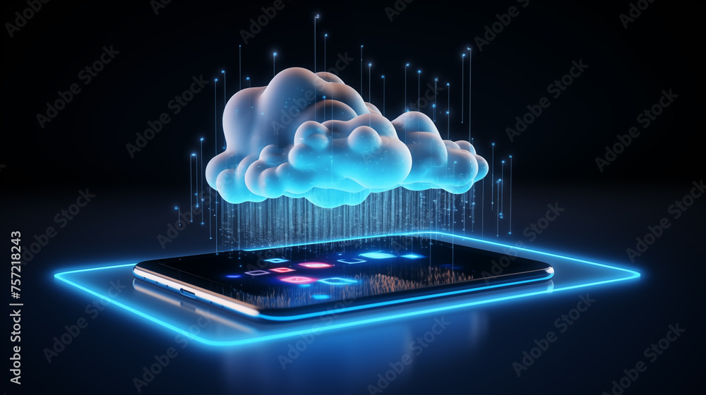 Poster digital cloud technology ai generated image background