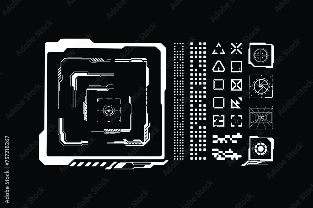 Poster y2k vector hud interface frames abstract objects forms shapes