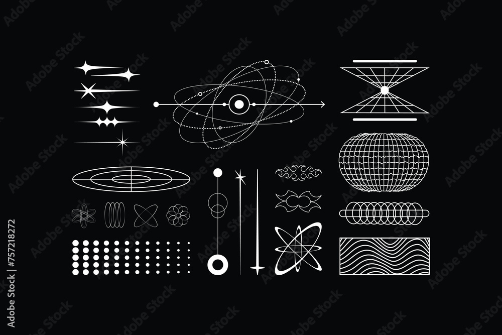 Poster y2k vector hud interface abstract objects forms shapes