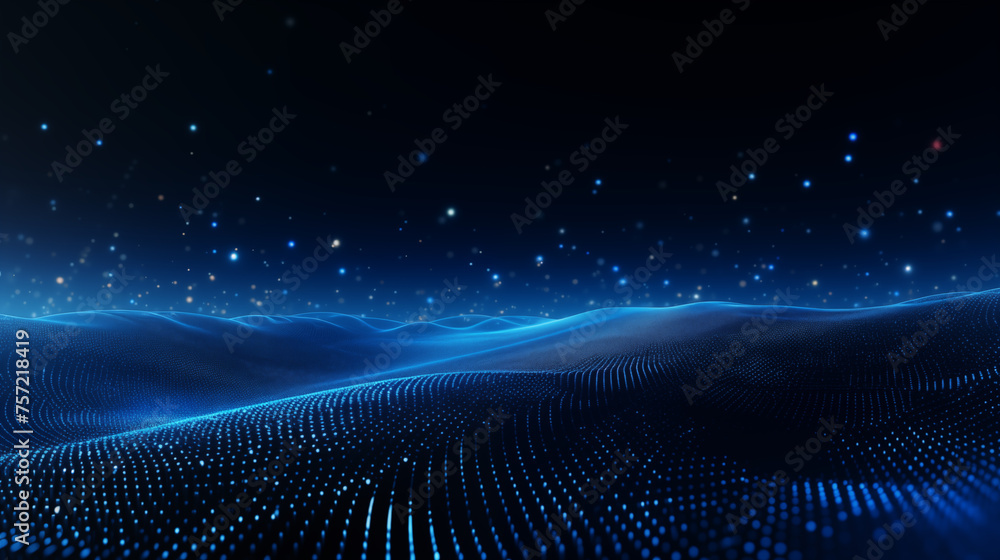 Poster Dynamic digital terrain of glowing lines and nodes ai generated background image