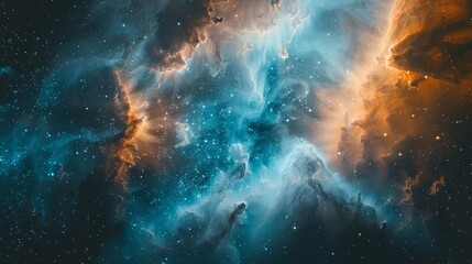 Fototapeta premium nebula space blue and orange 