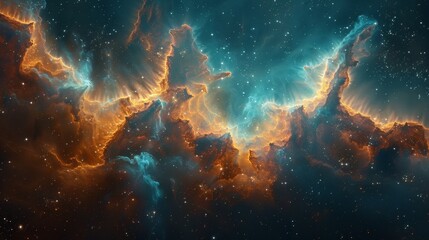 Fototapeta na wymiar nebula space blue and orange 