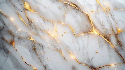 A modern look of white marble background with shiny gold accent