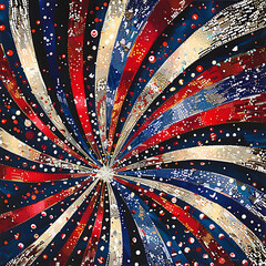 A patriotic-themed digital illustration showcasing a glittering mosaic of red, white, and blue sparkles, symbolizing  - obrazy, fototapety, plakaty