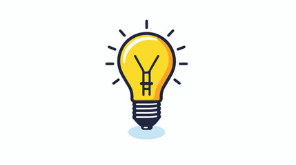 A simple flat icon of a lightbulb with rays emanati