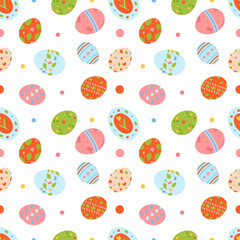 Seamless patterns for Easter. Sketches of Easter eggs on a white background.