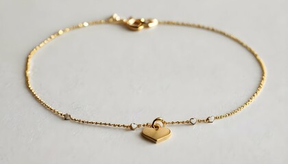 A Delicate Gold Anklet Adorned With Tiny Heart Cha