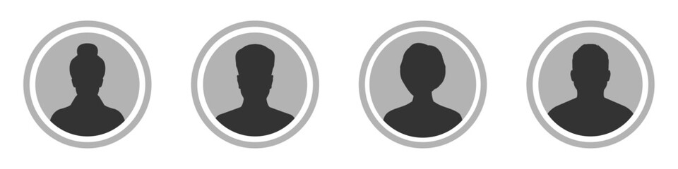 Trendy and iconic default anonymous user portrait vector illustration flat vector designs set