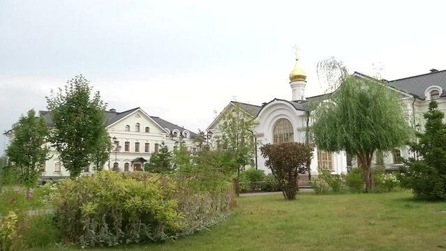 
Orthodox Church against the sky. White, beautiful temple.