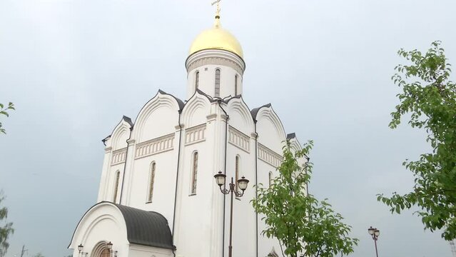 
Orthodox Church against the sky. White, beautiful temple.