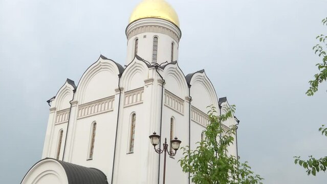 
Orthodox Church against the sky. White, beautiful temple.