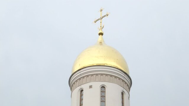 
Orthodox Church against the sky. White, beautiful temple.