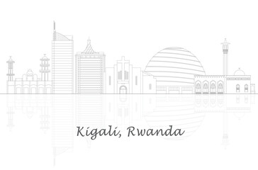 Outline Skyline panorama of city of Kigali, Rwanda - vector illustration - 757221414