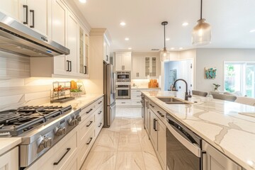 Modern Galley kitchen, with a sleek design, in a Beige color.	