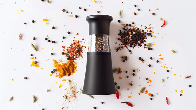 Flavor Fusion Spice Grinder on white color background professional photography