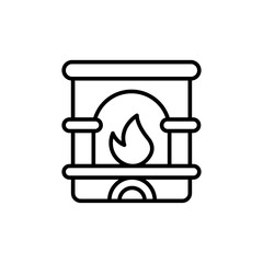 Fireplace outline icons, minimalist vector illustration ,simple transparent graphic element .Isolated on white background