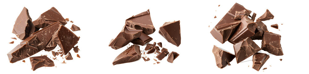 Set of  Chocolate chunks on white background isolated stock