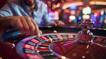 roulette machine in a casino with blurred background machines in high resolution and high quality HD