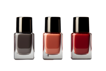 Nail polish bottles mock up isolated on transparent background