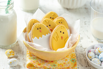 Easter funny chicken chicks icing cookies - 757223804