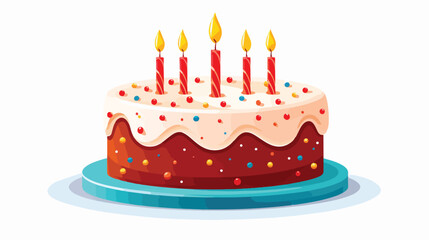 A vibrant flat icon of a birthday cake with candles