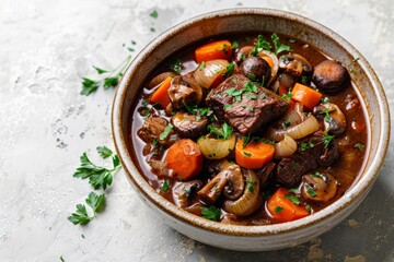 Gourmet Boeuf Bourguignon with Mushrooms and Carrots