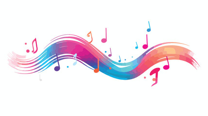A vibrant flat icon of a music note with sound wave - obrazy, fototapety, plakaty