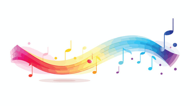 A vibrant flat icon of a music note with sound wave