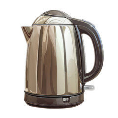 Kettle Contrast, Electric kettle elegance, pure white backdrop , stylized color, anime style, transparent png cutout
