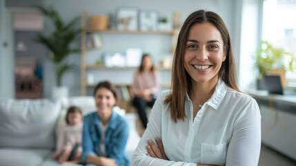 Fototapeta premium Young Smiling Businesswoman in Contemporary Office Space
