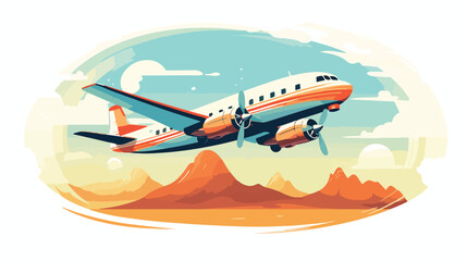 Airplane Taking Flight - Retro Clipart Illustration