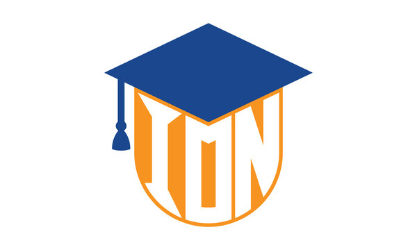 ION initial letter academic logo design vector template. school college logo, university logo, graduation cap logo, institute logo, educational logo, library logo, teaching logo, book shop, varsity	
