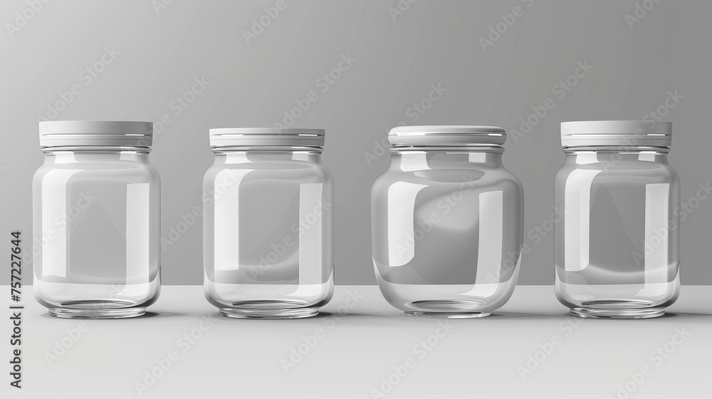 Poster an empty transparent container for preserved food. modern realistic illustration of an empty transpa
