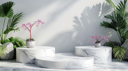 marble podiums for product placement and mock up