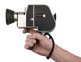 Hand holding a camera super 8