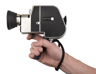 Hand holding a camera super 8