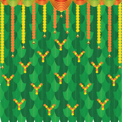 Marriage decoration background with banana leaves