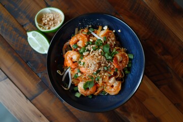 Pad Thai with shrimp, a classic Thai dish